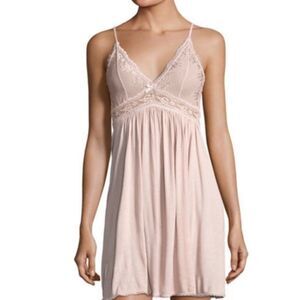 Eberjey Blush Pink Lace Trim Chemise Nightgown Size S/P